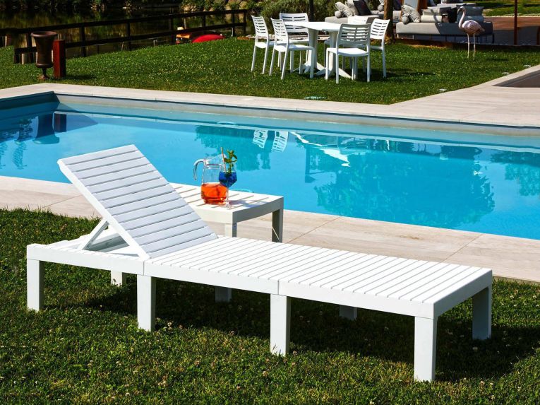 Lettino da giardino schienale regolabile 195x78cm bianco - Ababahi