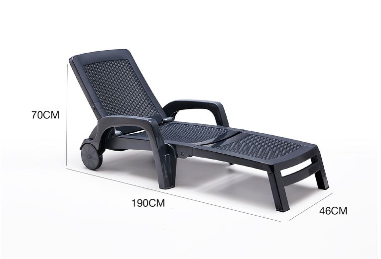 Lettino prendisole Abbie, 190x46h70 cm, Antracite