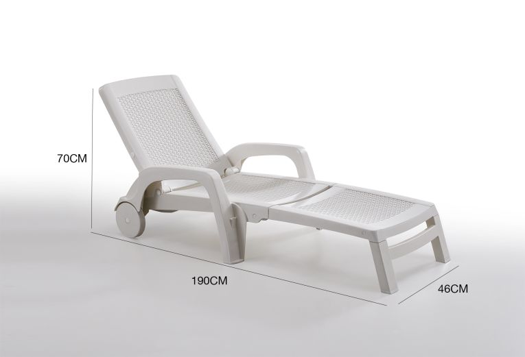 Lettino prendisole Abbie, 190x46h70 cm, Bianco