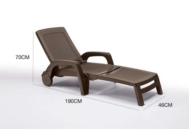 Lettino prendisole Abbie, 190x46h70 cm, Marrone