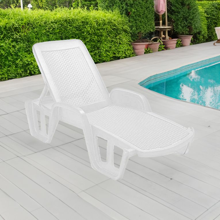 Lettino prendisole Alagaesia, 192x71h100 cm, Bianco