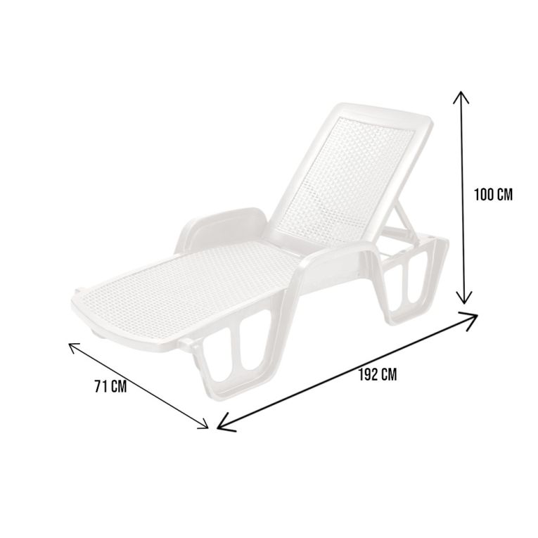 Lettino prendisole Alagaesia, 192x71h100 cm, Bianco