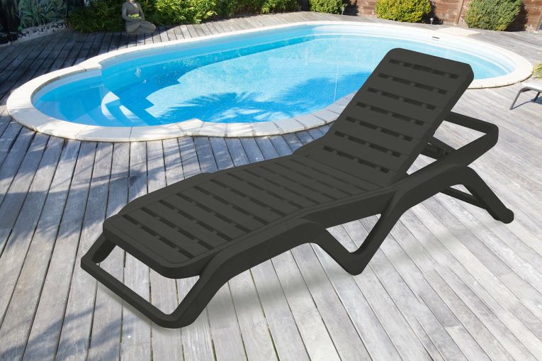 Lettino prendisole Anis, 192x72h100 cm, Antracite