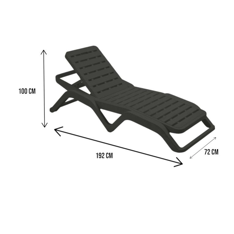 Lettino prendisole Anis, 192x72h100 cm, Antracite