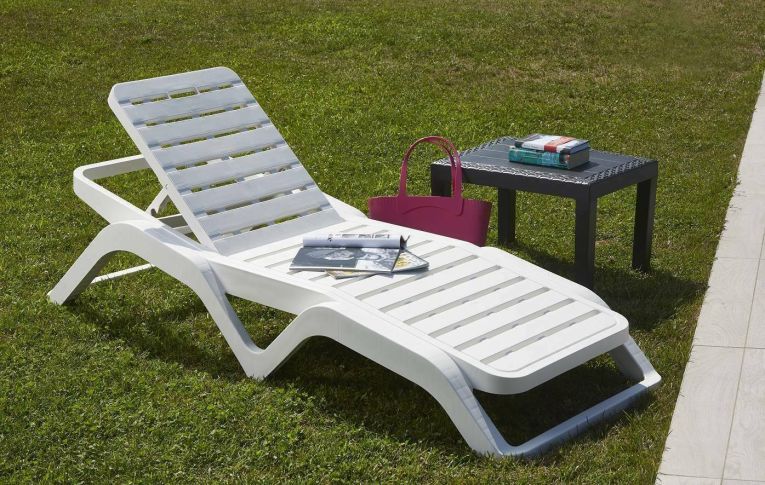 Lettino prendisole Anis, 192x72h100 cm, Bianco