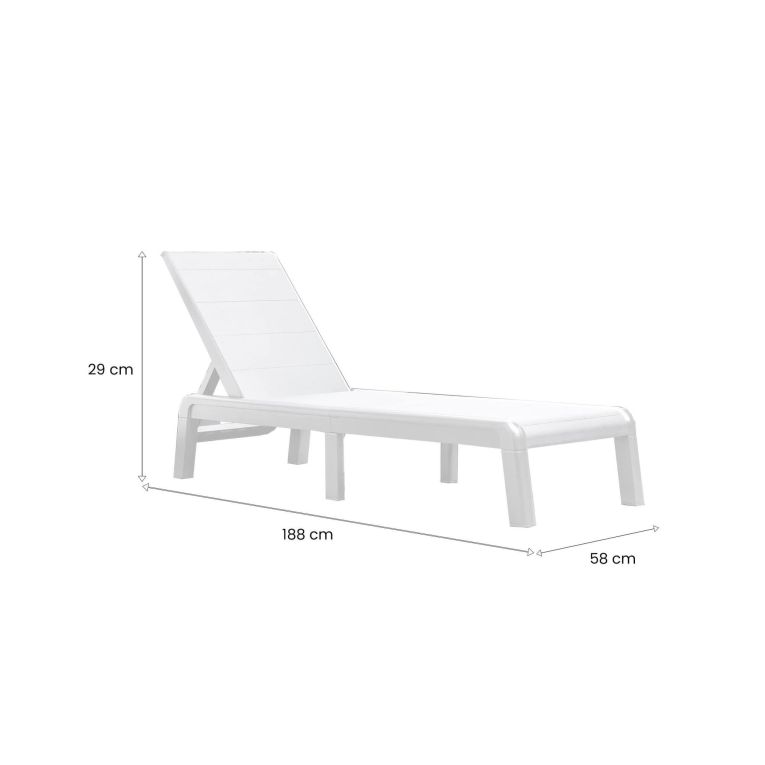 Lettino Prendisole Bianco Finitura a Doghe Peso Supportato 110 kg 58x188x29h cm, Schienale Regolabile - Shawinigan