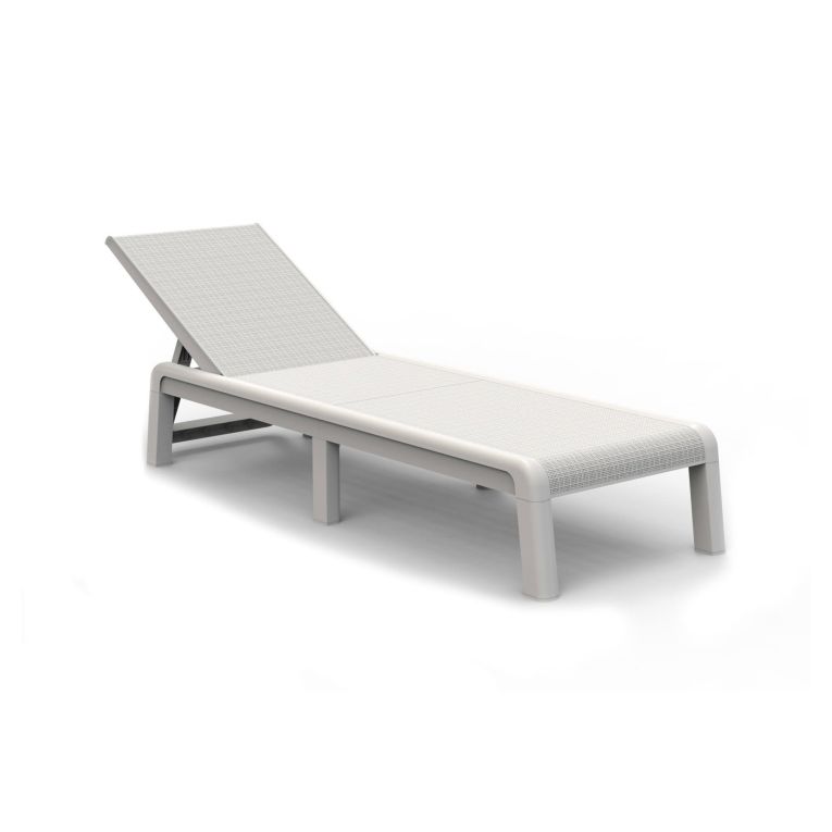 Lettino Prendisole Bianco Finitura Quadrettata Peso Supportato 110 kg 58x188x29h cm, Schienale Regolabile - Shawinigan
