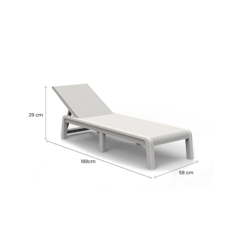 Lettino Prendisole Bianco Finitura Quadrettata Peso Supportato 110 kg 58x188x29h cm, Schienale Regolabile - Shawinigan