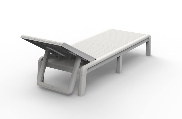 Lettino Prendisole Bianco Finitura Quadrettata Peso Supportato 110 kg 58x188x29h cm, Schienale Regolabile - Shawinigan