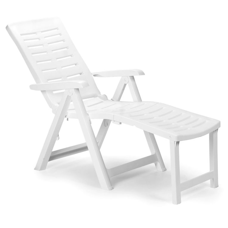 Lettino Prendisole Bianco Pieghevole con Poggiapiedi Peso Supportato 120 kg 60x60x109h cm, Schienale Regolabile Made in Italy - Henagar