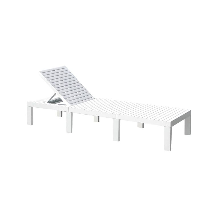 Lettino prendisole Caserta, Sdraio da giardino regolabile, Lettino da esterno, 100 % Made in Italy, 195x65h78 cm, Bianco