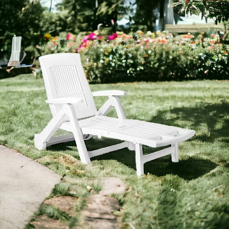 Lettino prendisole Dantonel, Cm 195x72h101, Bianco
