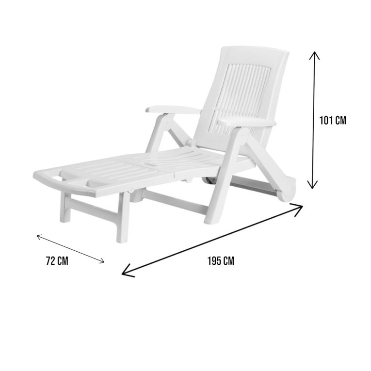 Lettino prendisole Dantonel, Cm 195x72h101, Bianco