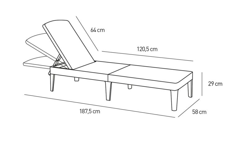 Lettino prendisole Glace, 188x58 h29 cm, Antracite