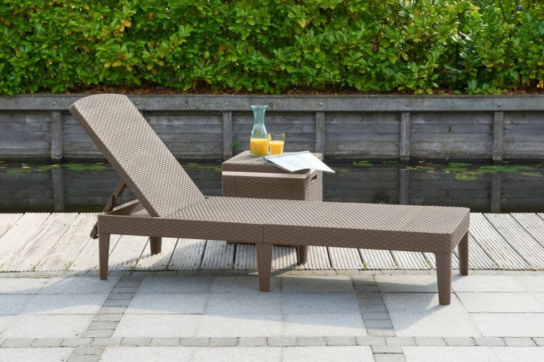 Lettino prendisole Marsicana, Sdraio da giardino, Letto pieghevole outdoor, Sedia reclinabile, 188x58 h29 cm, Tortora