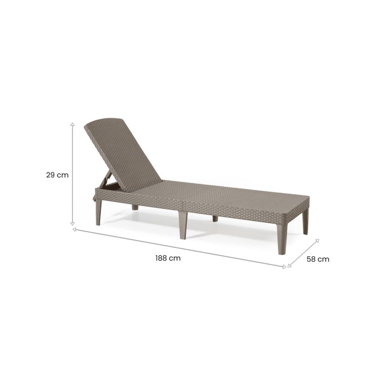 Lettino prendisole Marsicana, Sdraio da giardino, Letto pieghevole outdoor, Sedia reclinabile, 188x58 h29 cm, Tortora