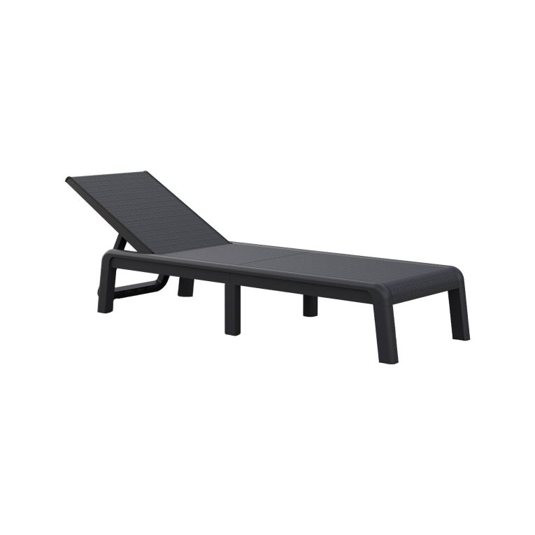 Lettino Prendisole Nero Antracite Finitura Quadrettata Peso Supportato 110 kg 58x188x29h cm, Schienale Regolabile - Shawinigan