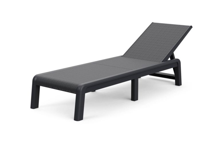 Lettino Prendisole Nero Antracite Finitura Quadrettata Peso Supportato 110 kg 58x188x29h cm, Schienale Regolabile - Shawinigan