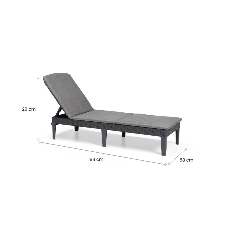 Lettino prendisole schienale regolabile 187x58cm antracite e grigio - Glace