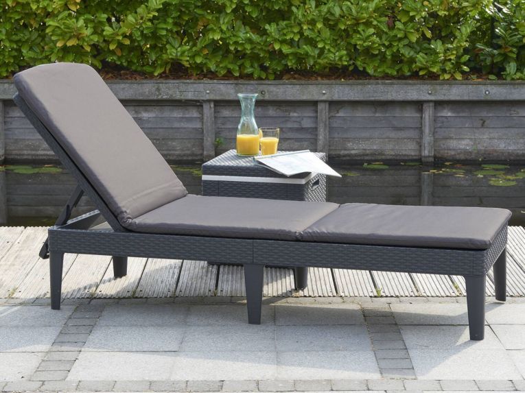 Lettino prendisole schienale regolabile 187x58cm antracite e grigio - Glace