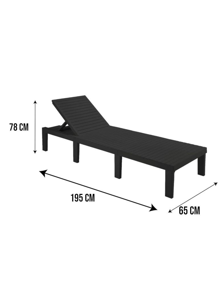 Lettino prendisole schienale regolabile 195x78cm antracite - Ababahi