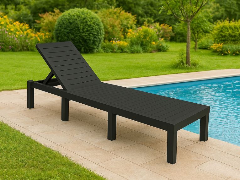 Lettino prendisole schienale regolabile 195x78cm antracite - Ababahi