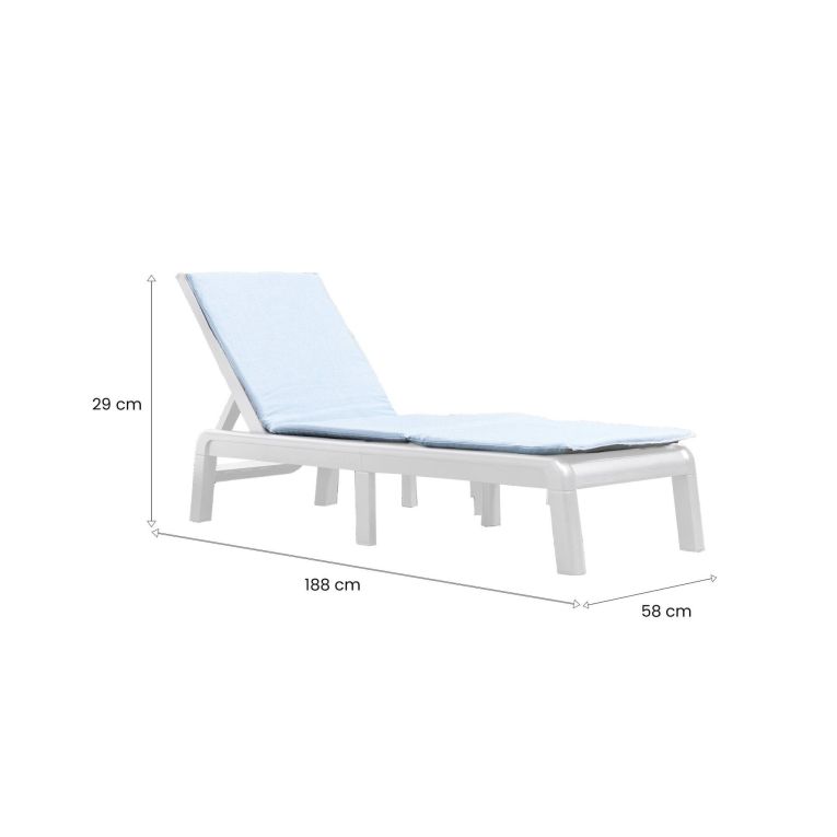 Lettino prendisole Shawinigan, 188x58 h29 cm, Bianco e Blu