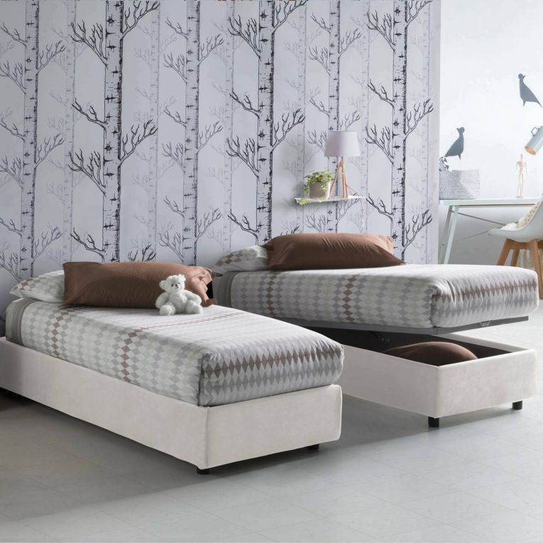 Letto 1 piazza con contenitore bianco 95x205cm chic - Agenta