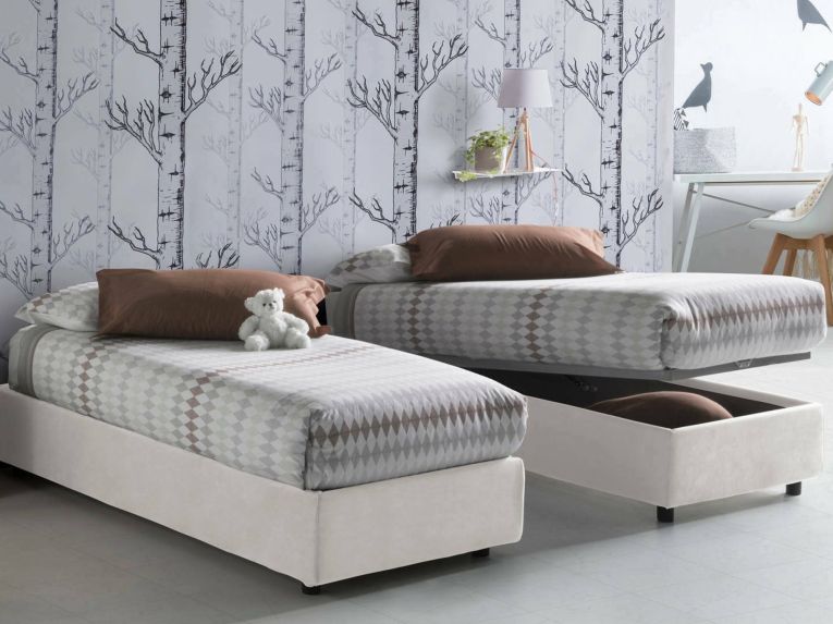 Letto 1 piazza con contenitore bianco 95x205cm chic - Agenta