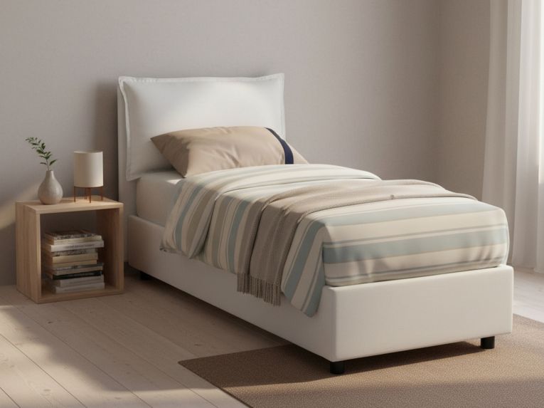 Letto 1 piazza con contenitore bianco 95x205cm design - Aren