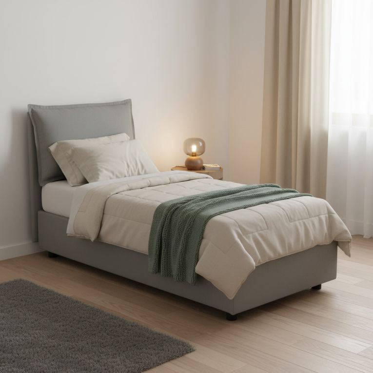 Letto 1 piazza con contenitore grigio 95x205cm chic - Aren