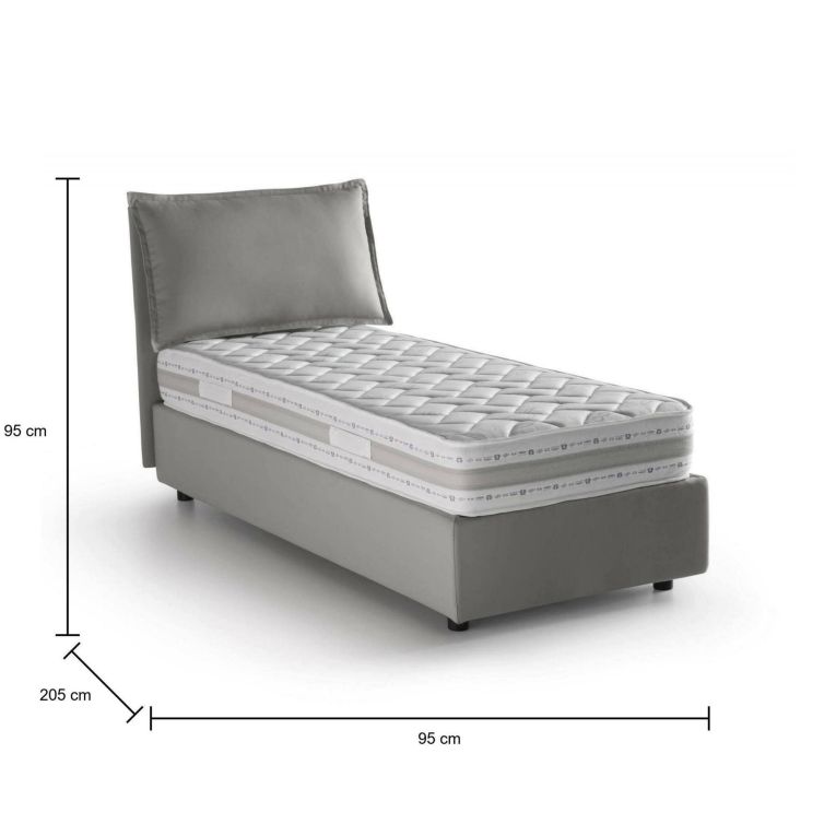 Letto 1 piazza con contenitore grigio 95x205cm chic - Aren