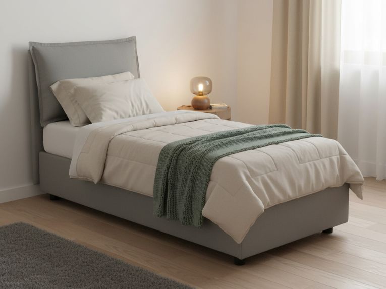 Letto 1 piazza con contenitore grigio 95x205cm chic - Aren