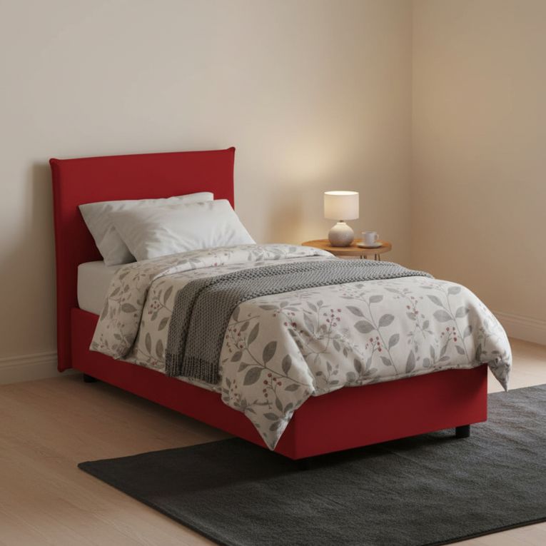 Letto 1 piazza con contenitore rosso 95x205 - Astor