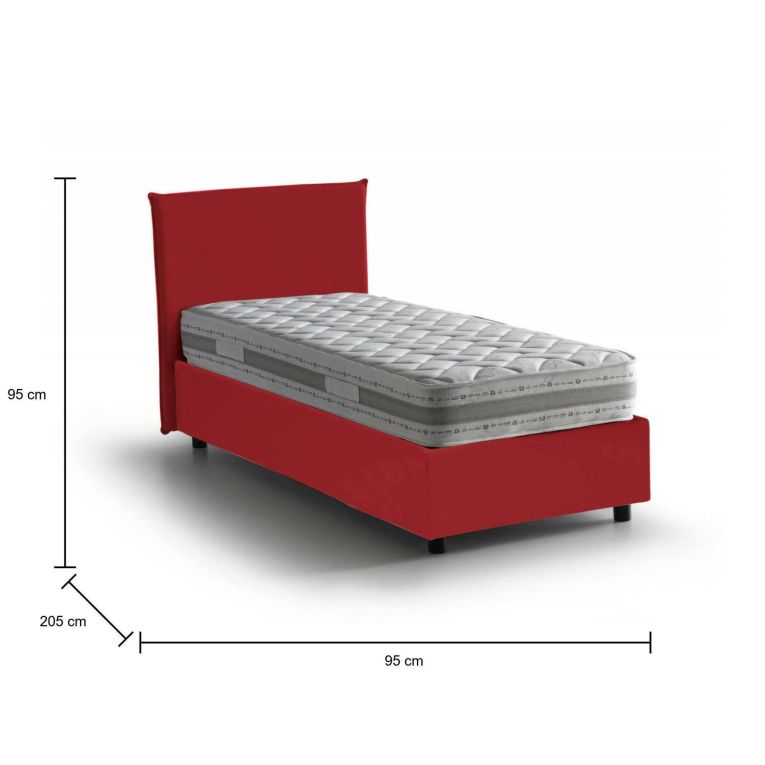 Letto 1 piazza con contenitore rosso 95x205 - Astor