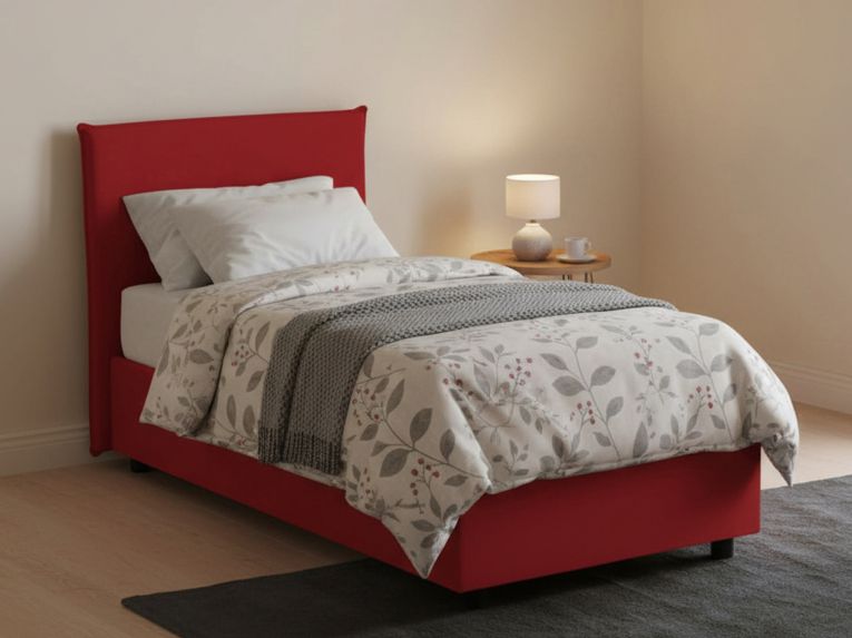 Letto 1 piazza con contenitore rosso 95x205 - Astor