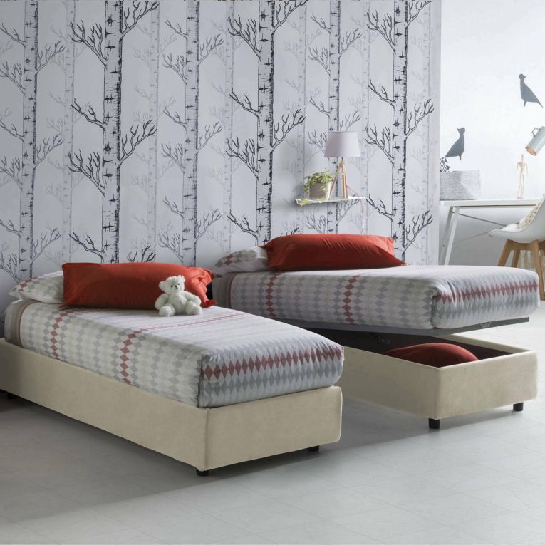 Letto 1 piazza contenitore beige 95x205cm comodo - Agenta