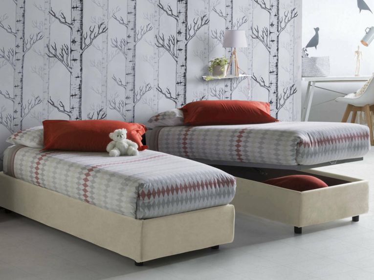 Letto 1 piazza contenitore beige 95x205cm comodo - Agenta