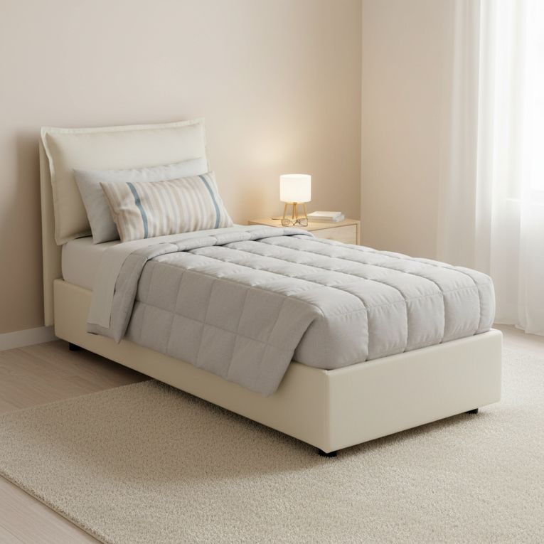 Letto 1 piazza contenitore beige 95x205cm elegante - Armaduk