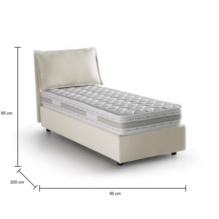 Letto 1 piazza contenitore beige 95x205cm elegante - Armaduk