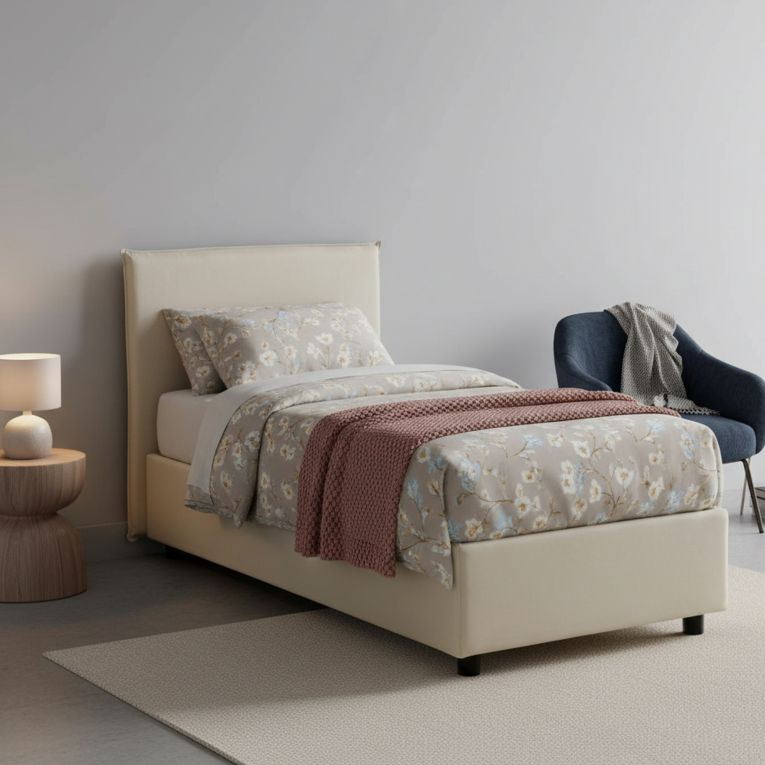 Letto 1 piazza contenitore beige 95x205cm moderno - Astor