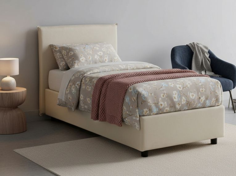 Letto 1 piazza contenitore beige 95x205cm moderno - Astor