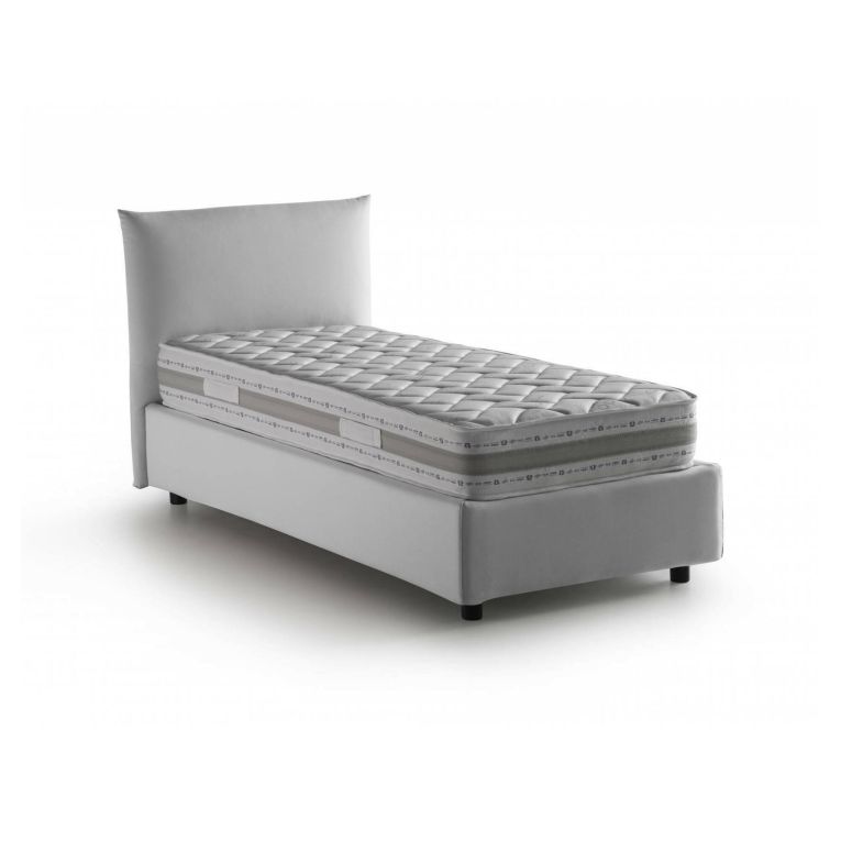 Letto 1 piazza contenitore bianco 110x215cm rivestimento in tessuto - Astianatte