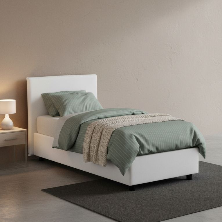 Letto 1 piazza contenitore bianco 95x205cm comfort - Astor