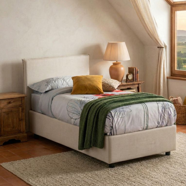 Letto 1 piazza contenitore bianco 95x205cm elegante - Acuila