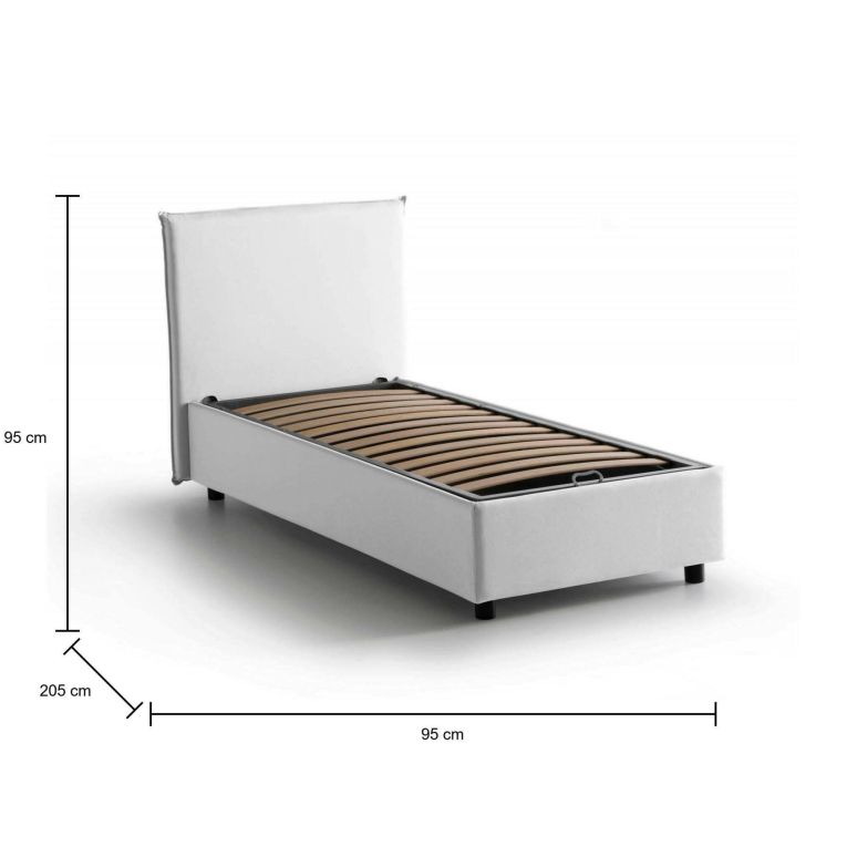 Letto 1 piazza contenitore bianco 95x205cm elegante - Acuila