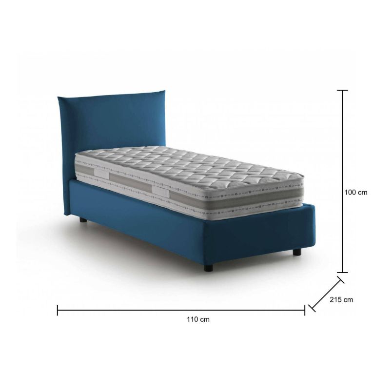 Letto 1 piazza contenitore blu 110x215cm materasso incluso - Astianatte