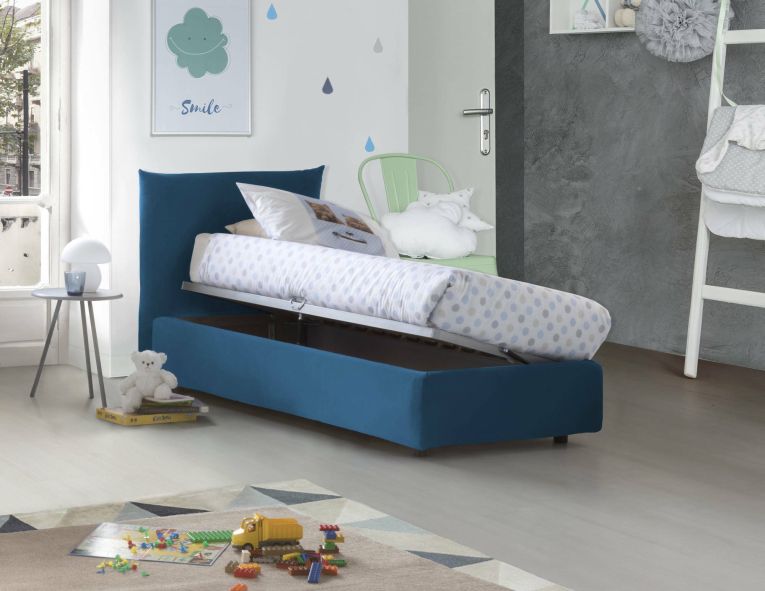 Letto 1 piazza contenitore blu 110x215cm materasso incluso - Astianatte