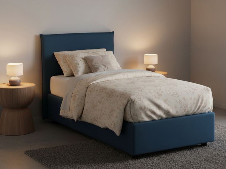 Letto 1 piazza contenitore blu 95x205cm adatto per materasso 190x80 cm - Astor