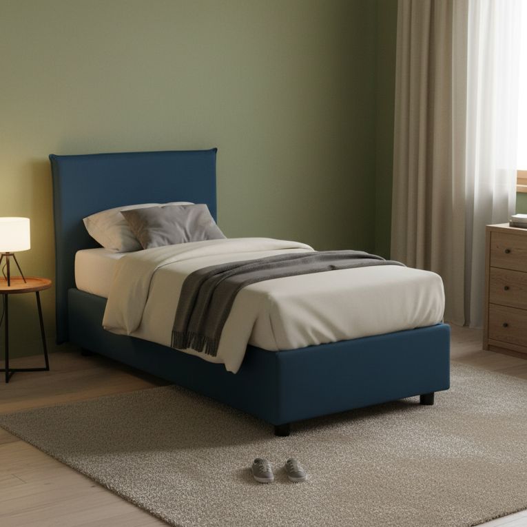 Letto 1 piazza contenitore blu 95x205cm sfoderabile - Aquilla